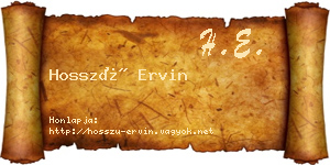 Hosszú Ervin névjegykártya